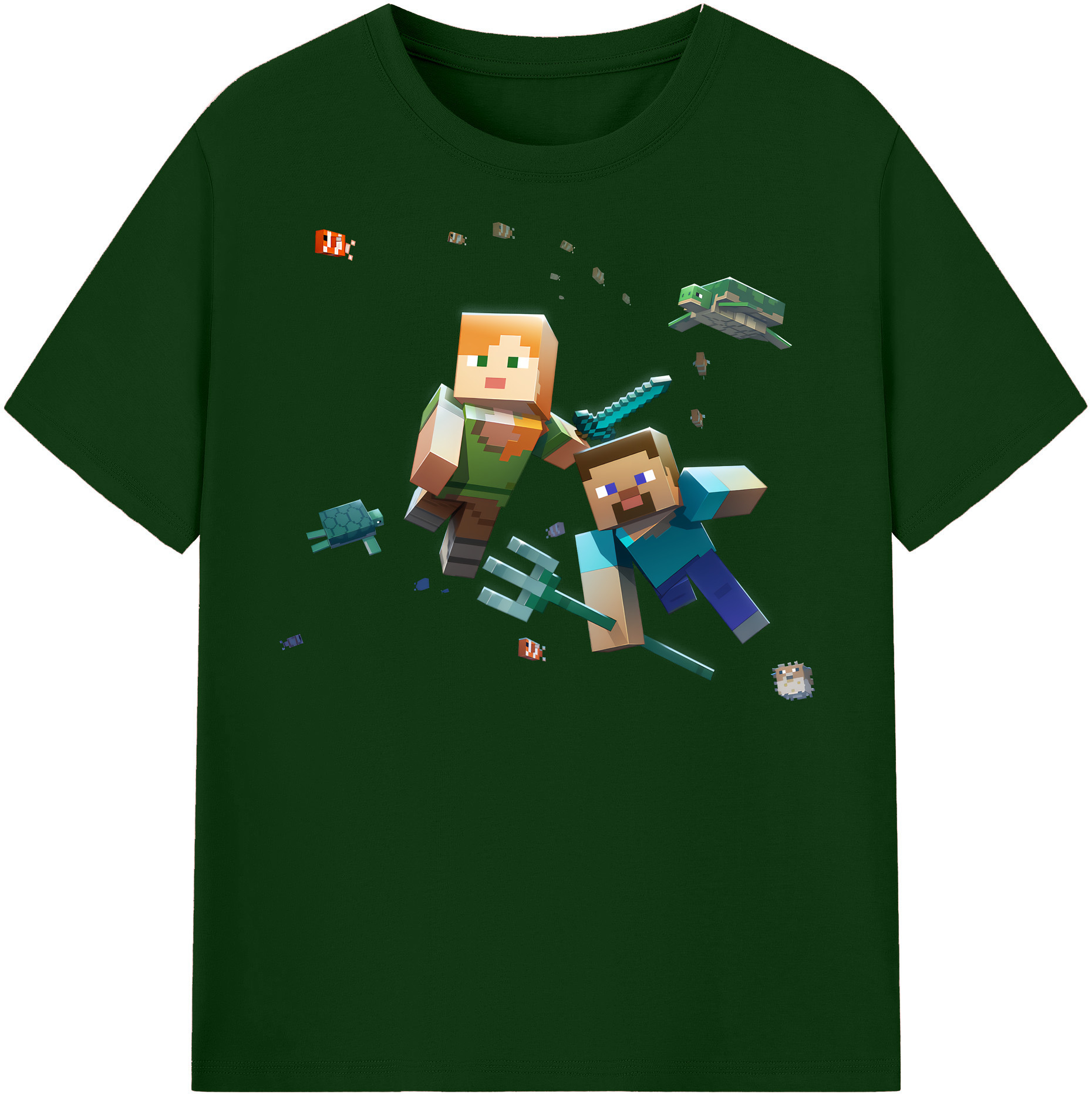 （画像用） マインクラフト ブロックの世界 Minecraft MC Block world 綿100％半袖Tシャツ（フロントプリント）